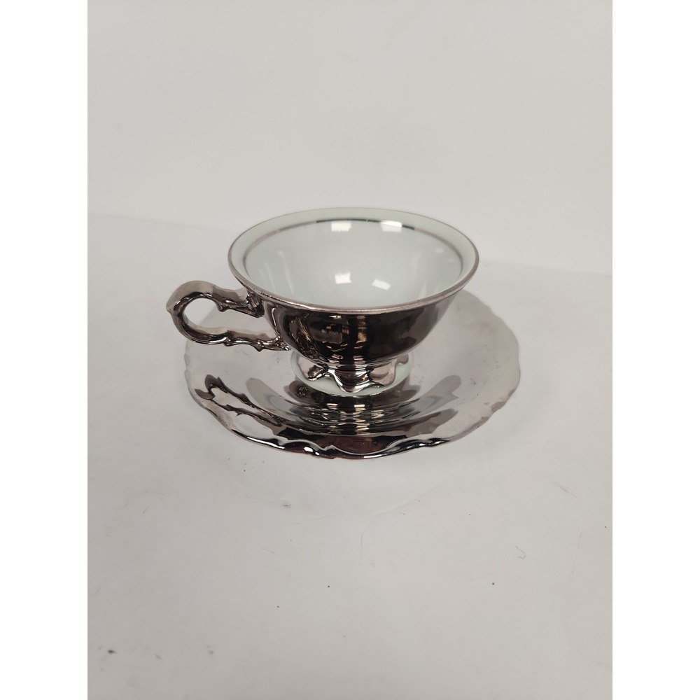 Vintage Winterling Bavaria Germany Silver Luster Porcelain Teacup Saucer Set